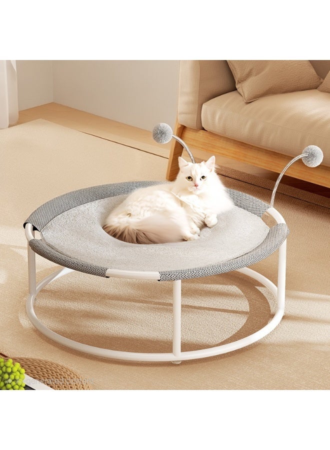 Elevated Cat Hammock Bed – Breathable & Warm Raised Cat Lounger, Moisture-Proof, Stable Metal Frame, 45cm Diameter x 20cm Height - Image 1